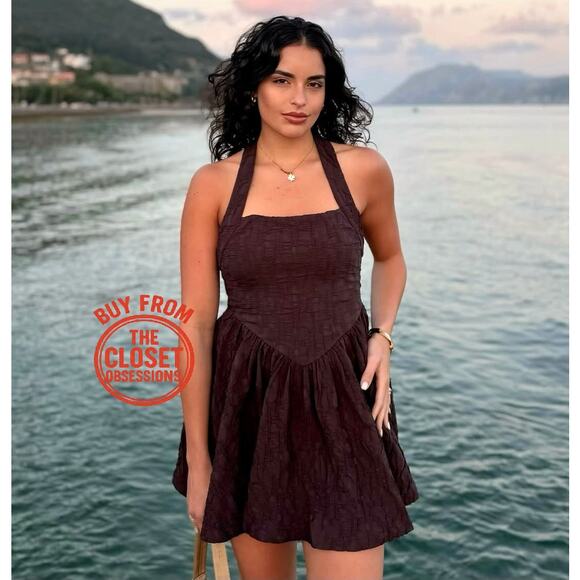 ZARA BLOGGER FAVE!!! Short Halter Dress NWT - Picture 2 of 16